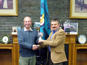 Pictured Membership Officer Mick Headleand ( Left ) and Chairman Steve Richards of the RAF St Mawgan Branch of the Royal Air Forces Association with the Cup awarded to the branch for being the first to retain 100% membership in any one year.
